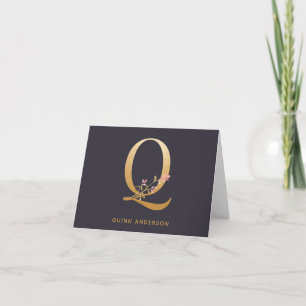 Elegante Gold Floral Q Monogram Chic Personalisier