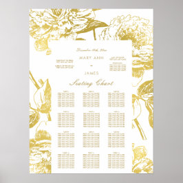 Elegante Gold Floral Wedding Chart Poster