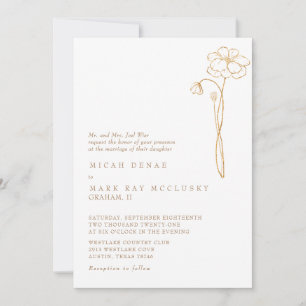 Elegante Gold Floral White Wedding Einladung