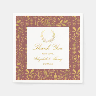 Elegante Gold Floral Wreath Wedding Serviette
