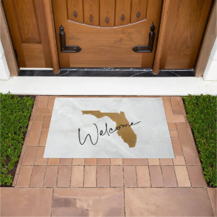 Elegante Gold Florida State Karte Willkommen Fußmatte