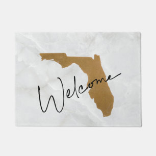 Elegante Gold Florida State Karte Willkommen Fußmatte