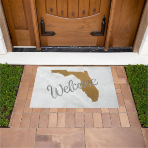 Elegante Gold Florida State Map Willkommensgruß Fußmatte