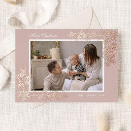 Elegante Gold Foil 2 Foto Weihnachtskarte Folieneinladung