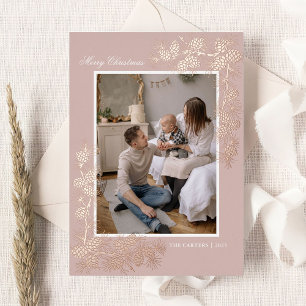 Elegante Gold Foil 2 Foto Weihnachtskarte Folieneinladung