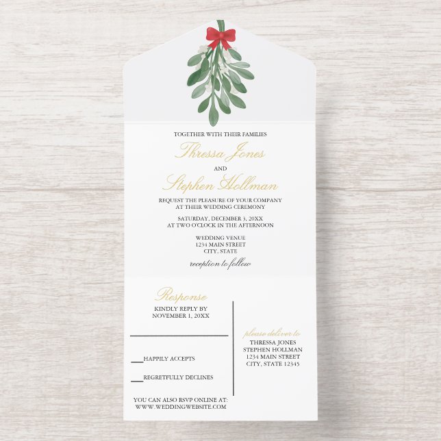 Elegante Gold Foil All-in-One-Einladung (Innenseite)