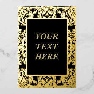 Elegante Gold Foil Blank Card mit Barockrahmen Folieneinladung