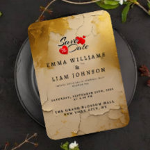 Elegante Gold Foil Cracked Texture Wedding