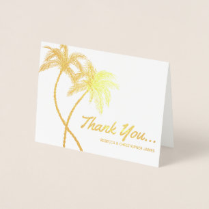 Elegante Gold Foil Danke Karten   Palmen