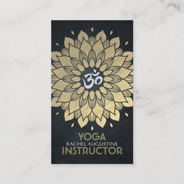 Elegante Gold Foil Floral Yoga Meditation Om Symbo Visitenkarte (Vorderseite)