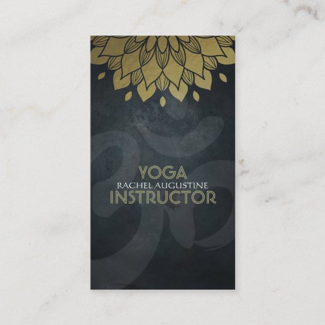Elegante Gold Foil Floral Yoga Meditation Om Symbo Visitenkarte (Vorderseite)