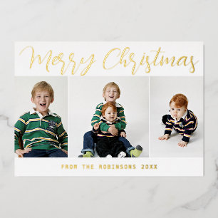 Elegante Gold Foil Frohe Weihnachtskarte Folien Feiertagskarte
