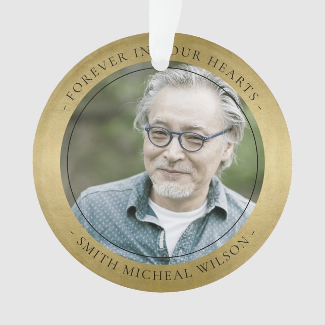 ELEGANTE GOLD FOIL IMITAT BEILEID MEMORIAL FOTO ORNAMENT (Vorderseite)