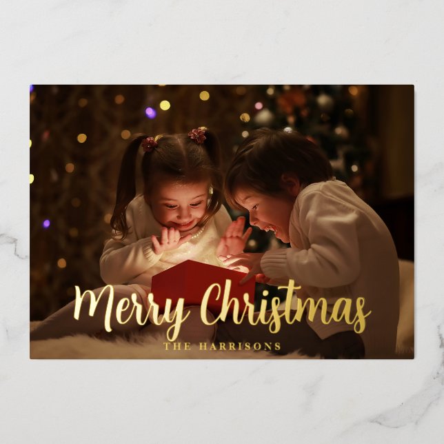 Elégante Gold Foil Joyeux Noël Carte de vacances (Recto)