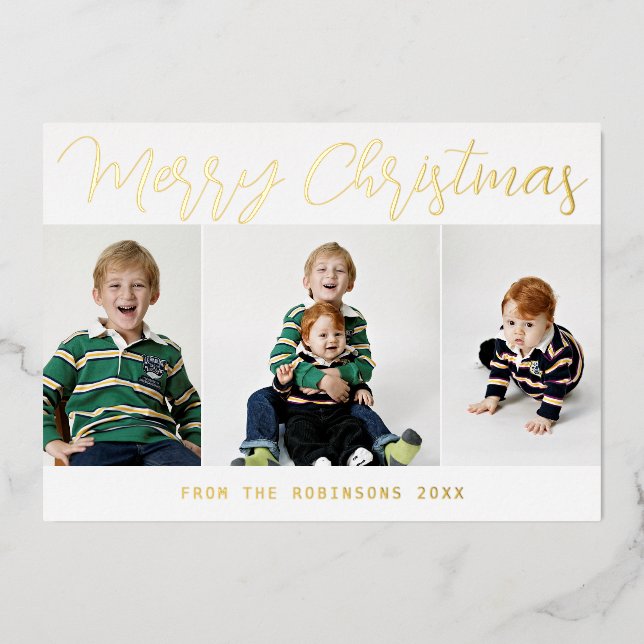 Elégante Gold Foil Joyeux Noël Carte de vacances (Recto)