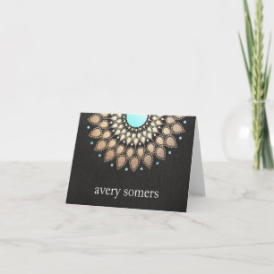 Elegante Gold Foil Leaf Mandala Black Linen LOOK