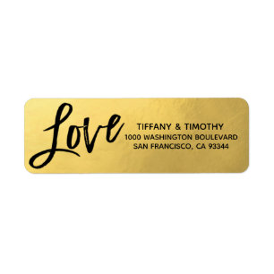 Elegante Gold Foil LIEBE Hochzeit Rücksendeadresse
