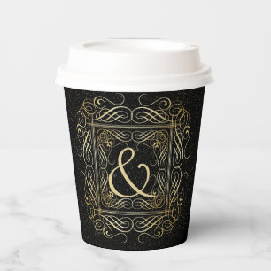 Elegante Gold Foil Look Skulptur Skript auf schwar Pappbecher