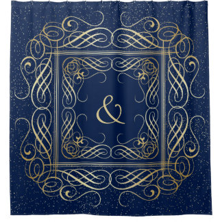 Elegante Gold Foil Look Skulptur Skript für Marine Duschvorhang