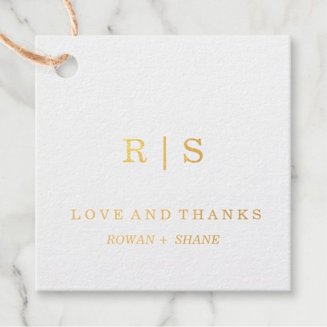 Elegante Gold Foil Monogram Fevor Tag (Vorderseite)