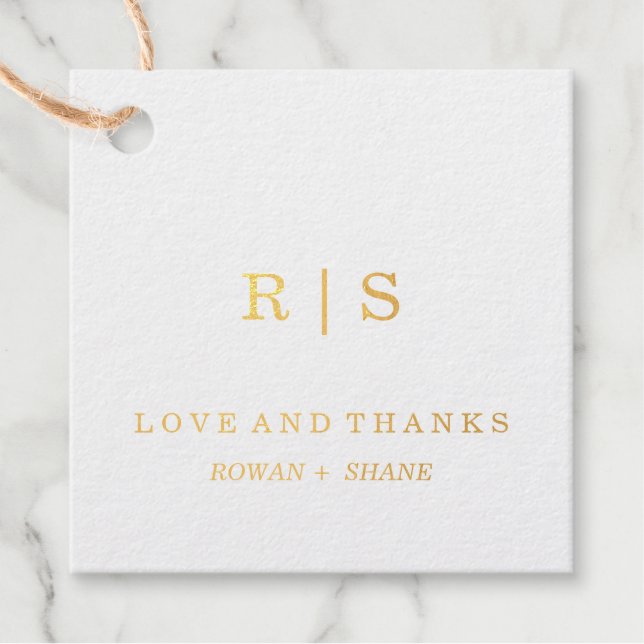 Elegante Gold Foil Monogram Fevor Tag (Vorderseite)