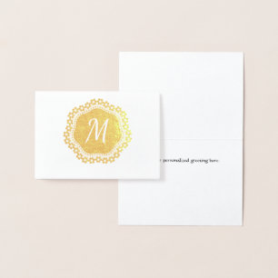 Elegante Gold Foil Monogram Note Card Folienkarte