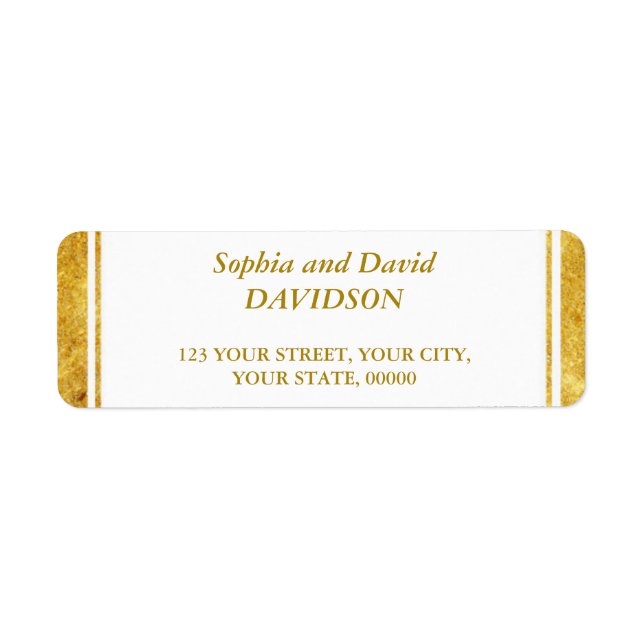 Elegante Gold Foil Rahmen Hochzeit Rücksendeadress (Vorne)