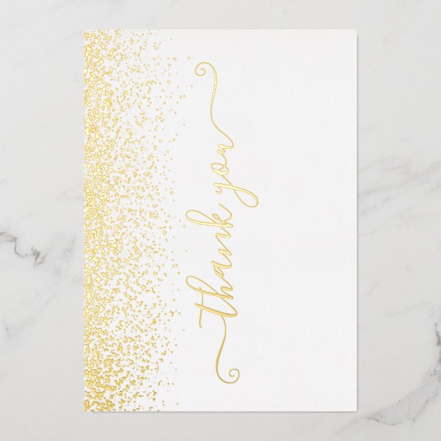 Elegante Gold Foil Script Dankeschön Card Folieneinladung (Vorderseite)