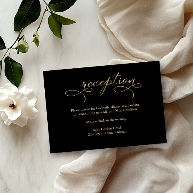 Elegante Gold Foil Script Hochzeitskarte RSVP Karte (Von Creator hochgeladen)