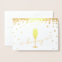 Elegante Gold Foil Sip Hooray Engagement Party