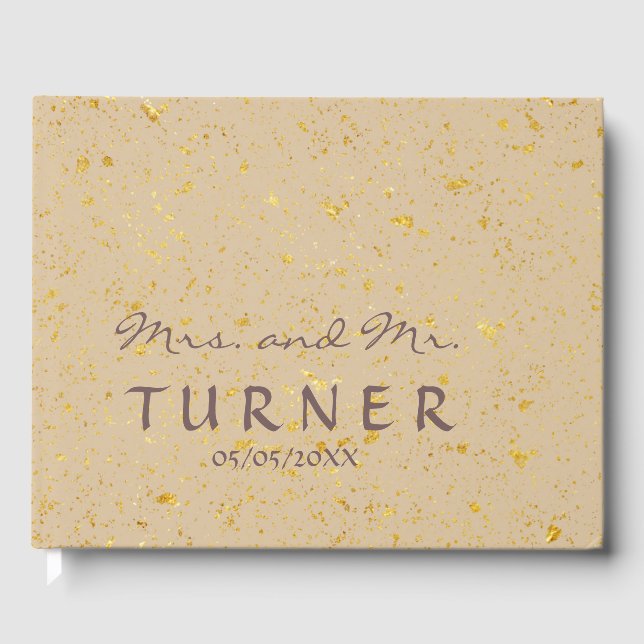 Elegante Gold Foil Spritzer Hochzeit Gästebuch (Vorderseite)