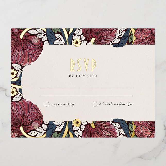 Elegante Gold Foil Wedding RSVP Card Folie Einladungspostkarte (Vorderseite)
