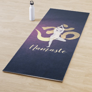 Elegante Gold Foil Yoga Meditation Pose Om Symbol Yogamatte