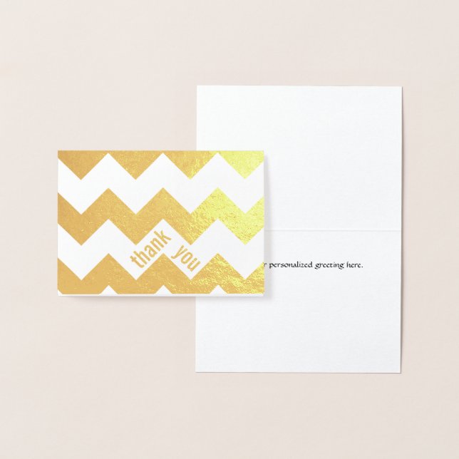 Elegante Gold Foil Zickzack Dankeschön Note Card Folienkarte (Anzeige)