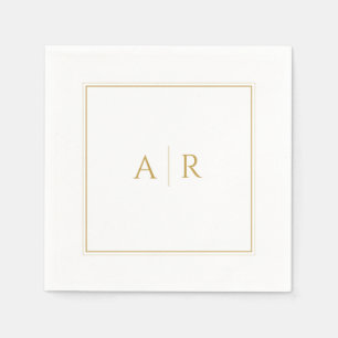 Elegante Gold Frame and Initials Gastgeschenk Hoch Serviette