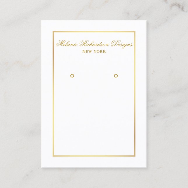 Elegante Gold Frame Earring Display Card Visitenkarte (Vorderseite)
