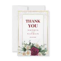 Elegante Gold Frame Floral Wedding Dankeschön Kart