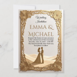 Elegante Gold Frame Wedding Einladung - Klassisch