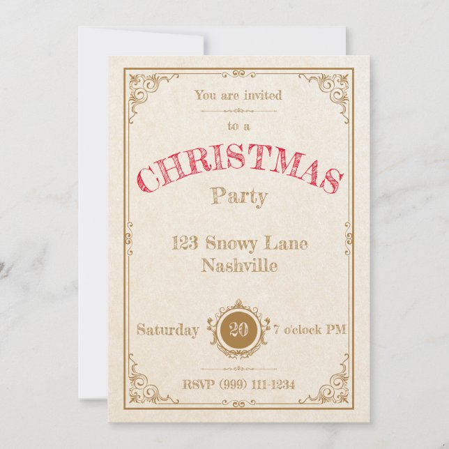 Elegante Gold Frame Weihnachts-Einladung Einladung (Vorderseite)