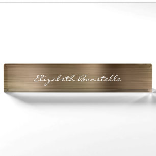 Elegante Gold gebürstete Metallfolie Handschrift Namensplakette