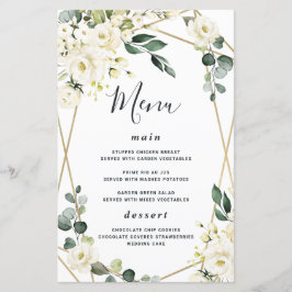 Elegante Gold Geometric Floral Wedding Menu Cards