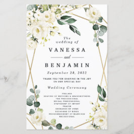 Elegante Gold Geometric Floral Wedding Programs