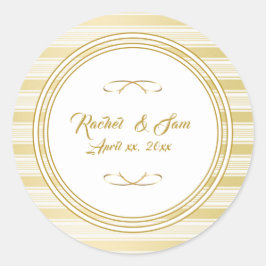 Elegante Gold Gerahmt Wedding Runder Aufkleber