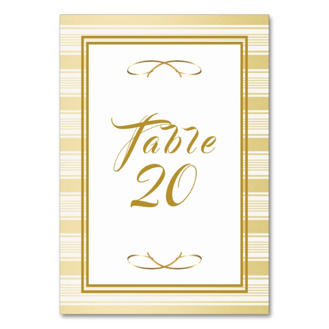 Elegante Gold Gerahmt Wedding Tischnummer (Vorderseite)