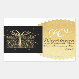 Elegante Gold-Geschenkadresse-Aufkleber - SRF Rechteckiger Aufkleber