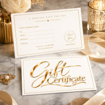 Elegante Gold-Geschenkgutscheinvorlage | Luxus