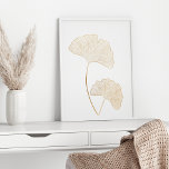 Elegante Gold Ginkgo Blätter Kunstdruckerei Poster<br><div class="desc">Elegantes Gold Ginkgo Blätter Line Art Illustration Poster</div>