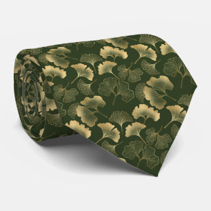 Elegante Gold-Ginkgo-Blätter Smaragdgrün Krawatte