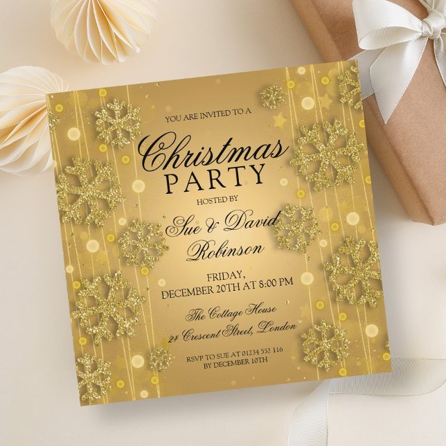 Elegante Gold Glam Weihnachtsfeier Einladung (Elegant Gold Glam Christmas Holiday Party Invitation)