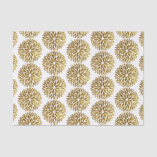 Elegante Gold-Glitter-Dahlienblumen auf Weiß Seidenpapier